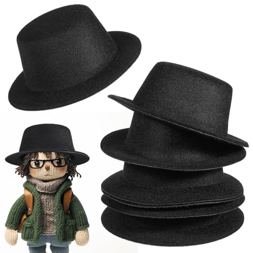 Toddmomy 6 Stück Stoff-puppenhut-Ornament, Schwarzer Mini-zylinderhut zum Schneemann-basteln, Puppenkleidung-Accessoire- von Toddmomy