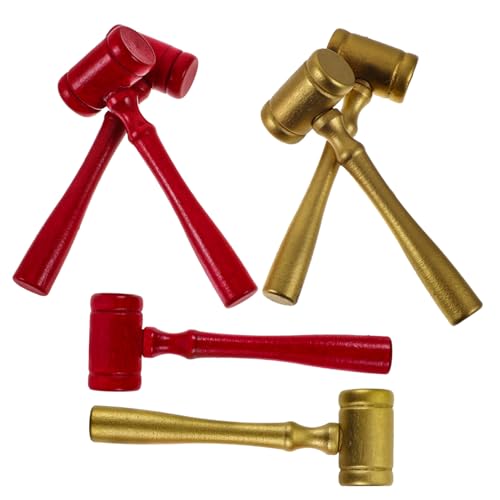 Toddmomy 6 Stück Teiliges Kleiner Richterhammer aus Holz Dekorativer Auktionshammer in Dunkelrot und Gold Leichtes Gerichtsspielzeug für Vielseitig Einsetzbar als für Auktionatoren und von Toddmomy