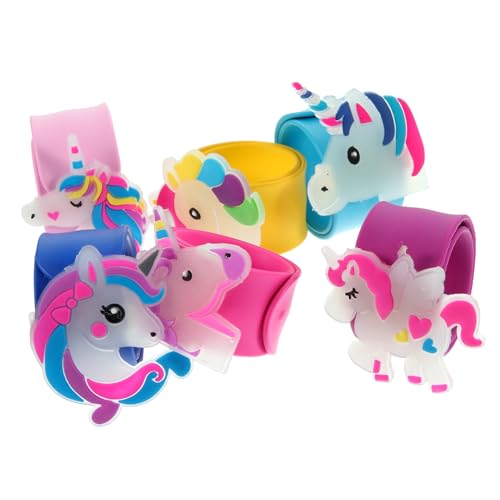 Toddmomy 6 Stück Teiliges LED Silikon Schnapparmband mit Einhorn Motiven Leuchtende Armbänder für Party Geburtstagsfeier Glühende Slap Bracelets Farben Hautfreundlich und Sicher von Toddmomy