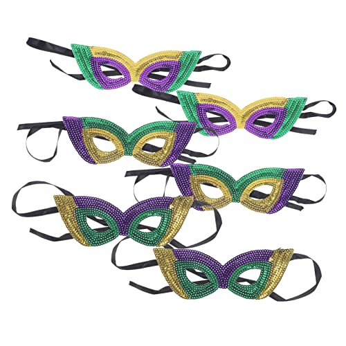 Toddmomy 6 Stück Teiliges Mardi Gras Masquerade Masken mit Pailletten Halbe Gesichtsdekorationen in Gold und Grün Verstellbar Leicht für Karneval Kostümparty Ball und Cosplay Toddmomy 6 Stück Teiliges Mardi Gras Masquerade Masken mit Pailletten Halbe Gesichtsdekorationen in Gold und Grün Verstellbar Leicht für Karneval Kostümparty Ball und Cosplay von Toddmomy