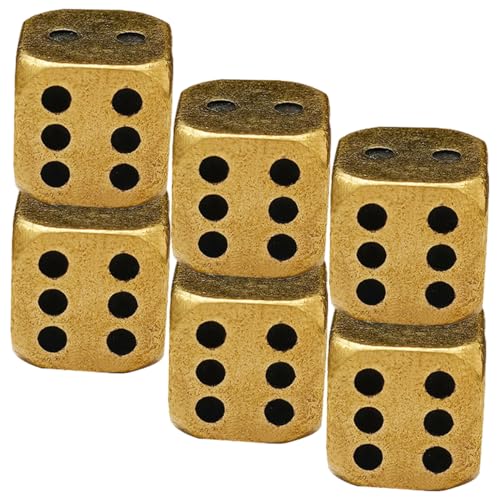 Toddmomy 6 Stück Teiliges Messingwürfel für Spiele Antike Design Spielwürfel für Drinnen und Draußen für Partys Dekoration für Brettspiele und Mathe Spiele von Toddmomy