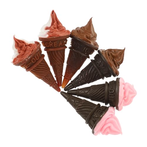 Toddmomy 6 Stück Teiliges Mini Eiscreme aus Widerstandsfähigem Resin Tragbare Puppenhaus Dekoration Realistische Winzige Eistüten für DIY Modellbau und Foto Requisiten Sichere Miniatur von Toddmomy