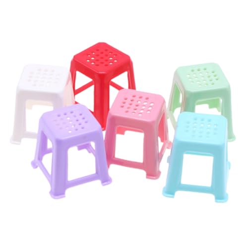 Toddmomy 6 Stück Teiliges Puppenhaus Miniatur Hocker Detailreiche Miniatur Möbel Farbige Mini Hocker aus Realistische Puppenhaus Möbel für Basteln und Dekoration von Toddmomy