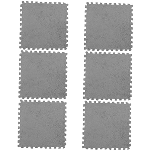 Toddmomy 6 Stück Teiliges Puzzle Spielmatten Weiche Ineinandergreifende Bodenmatten aus Plüsch Eva rutschfeste Krabbelmatte für Nahtloser Grauer Bodenteppich für Zuhause und Spielzimmer von Toddmomy