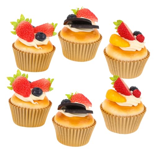 Toddmomy 6 Stück Teiliges Realistische Cupcake Deko aus Hochwertigem PU Material Detailgetreue Simulationstorten als Fotorequisite Fensterdekoration und Lernmodell von Toddmomy