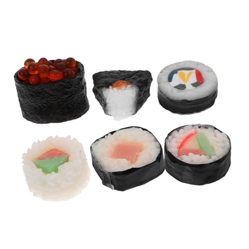 Toddmomy 6 Stück Teiliges Realistisches Sushi Dekorationsset aus Robustem Detailgetreue Japanische Sushi Miniaturen für Zuhause Fotografie Display und Sammler Pflegeleicht und Langlebig von Toddmomy
