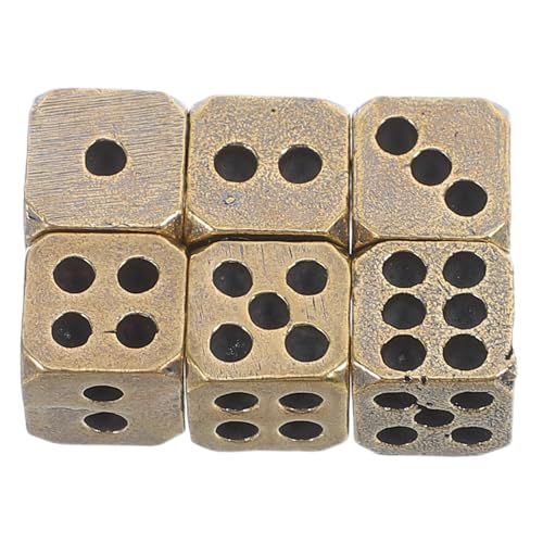 Toddmomy 6 Stück Teiliges Vintage Messing Würfel Retro Würfelspiel Zubehör Solide Runde Ecken Würfel für Party und Brettspiele von Toddmomy