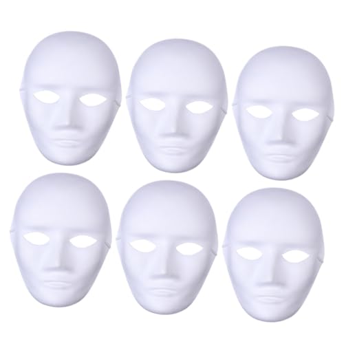 Toddmomy 6 Stück Weiße DIY Papiermasken Handgemalte Blanko Pappmasken für Karneval Halloween Party Kostüm zum Bemalen und Gestalten von Toddmomy