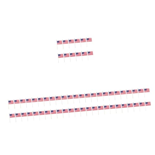 Toddmomy 60 Stk Kuchendekorationen Cupcake-Verzierung amerikanische Flagge Ornament Flaggen amerikanische Partydekoration handschwenkende Fahnen Handheld schmücken Handfahne Holzstock 15c von Toddmomy