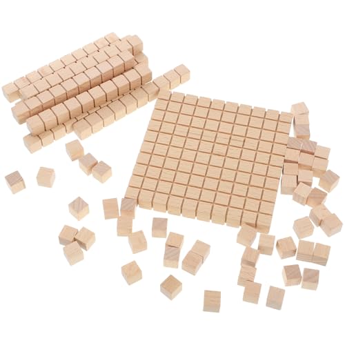 Toddmomy 61 Stück Teiliges Holzbaustein Mathewürfel für Dreistufiges Dezimalsystem Lernspielzeug Robustes Holzmaterial Fördert Logisches Denken und Rechnenlernen in Grundschule und Zuhause von Toddmomy