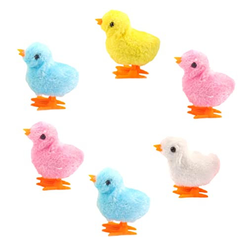 Toddmomy 6Stücke Aufzieh Küken Plüsch Hühner mit Federmechanismus Springend und Lustig für Osterdekoration Farbenfrohes Babyspielzeug von Toddmomy