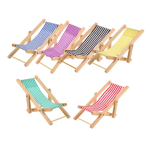 Toddmomy 6Stücke Faltbare Strandstuhl Modelle Für Puppenhäuser Kleines Dekorationszubehör Für Mikrolandschaften Mehrfarbige Strandstühle Puppenhaus Möbel von Toddmomy