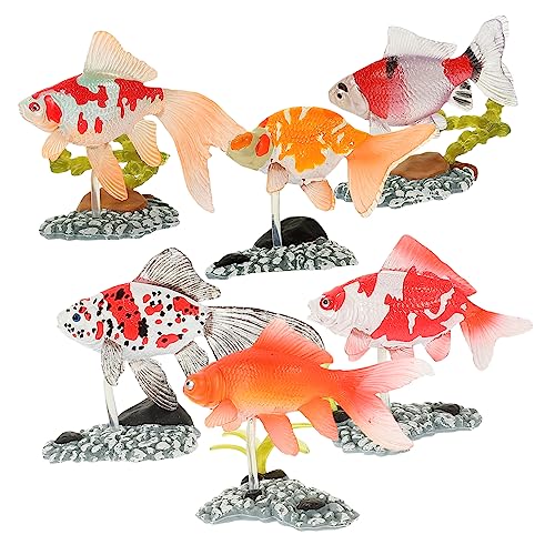 Toddmomy 6Stücke Goldfisch Figuren Set Künstliche Fisch Ornamente für Kinderzimmer Dekoration Kreative Tischdeko von Toddmomy