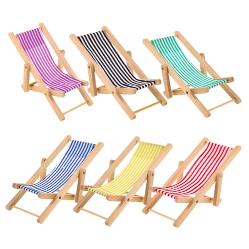 Toddmomy 6Stücke Strandstuhl Klappbare Lounge Stühle Für Puppenhaus Mikrolandschaft Dekorative Möbel Für Vielseitig von Toddmomy