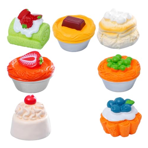 Toddmomy 7 Stück Miniaturdesserts puppenhauszubehör Puppenhaus Zubehör Puppenstubenzubehör Nachtisch Dekorativ Oh Geburtstag Obst für gefälschte Lebensmittel realistisch winziges Essen Harz von Toddmomy