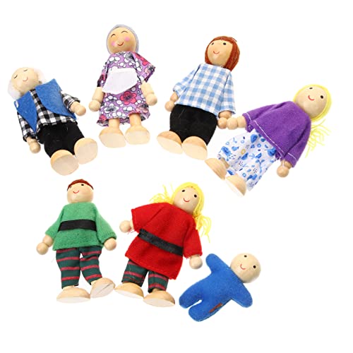 Toddmomy 7 Stück Teiliges Mini Haus Holzfiguren Flexible Familien Puppen Bewegliche Tiny People Figuren für Rollenspiele Kindgerechtes für Kreatives und Geschichtenerzählen von Toddmomy