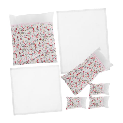 Toddmomy 7-Teiliges Set Puppenhaus-Bettwäsche-Set Puppendecke Etagenbett für Puppen -Bettwäsche- Puppenhaus-Miniatur-Simulationskissen Kinderbettwäsche Stoff von Toddmomy