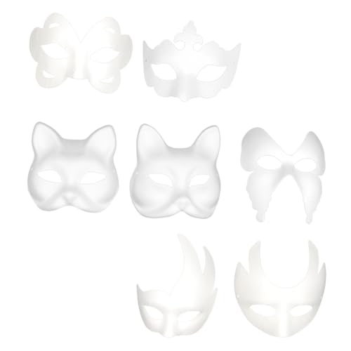Toddmomy 7Stücke DIY Weiße Papiermaske für Handgemachte Malvorlagen für Partys Bastelaktivitäten und Geruchsneutral für Kreative Projekte und Unvergessliche von Toddmomy