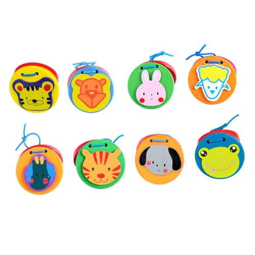 Toddmomy 8Stücke Holz Kastagnetten Spielzeug für Kinder Musikalisches Lernspielzeug Pädagogisches Schlaginstrument Cartoon Design Frühkindliche von Toddmomy