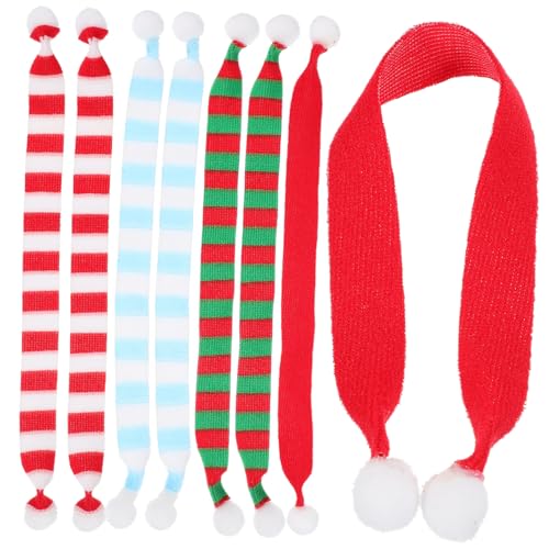 Toddmomy 8 Stück Teiliges Mini Weihnachts Schals Gestrickt Festliche Deko für Weinflaschen DIY Puppen Weihnachtsbaum Handgefertigte Langlebige Mini Schal Accessoires für Party und Basteln von Toddmomy