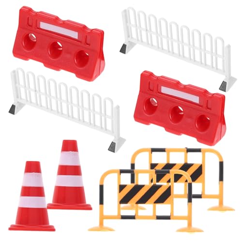 Toddmomy 8 Stück Teiliges Miniatur Verkehrszeichen Spielset mit Verkehrskegeln und Straßensperren Bunte Baustellenschilder Lernspielzeug für Geeignet für Modellbau Schulprojekte und von Toddmomy