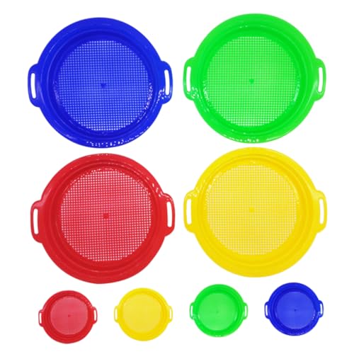 Toddmomy 8 Stück Teiliges Sandspielzeug Set für Tragbare Sandsiebe für Strand für Kreative Spielaktivitäten im Freien Robust und Farbenfroh Rot Gelb Grün Blau von Toddmomy