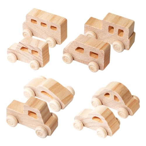 Toddmomy 8 Stück Teiliges Unlackiertes Holzauto Bastelset Malbare DIY Spielzeugautos für Kreatives Basteln Holzspielzeug für Gestaltung und Malübungen von Toddmomy