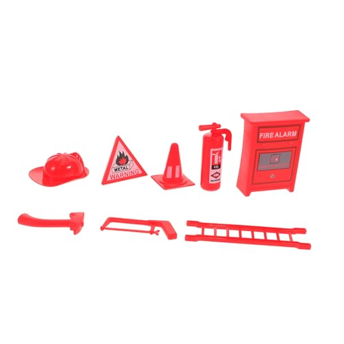 Toddmomy 8Stücke Teiliges Feuerwehrmann Spielset für Miniatur Feuerlöscher und Zubehör für Kreatives Rollenspiel im Puppenhaus Interaktives aus Kindersicheren Materialien von Toddmomy