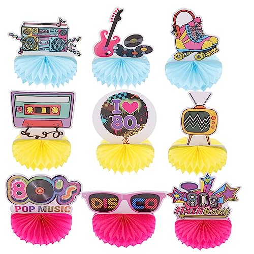 Toddmomy 9 Stück Teiliges Jahre Honeycomb Tischdekor aus Papier Retro Disco Party Deko für Geburtstag Freundestreffen und Themenfeier Stabile Farbechte Bienenwaben Tischaufsätze von Toddmomy