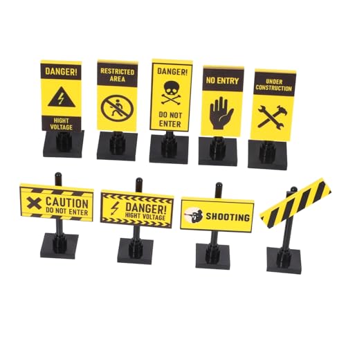Toddmomy 9 Stück Warnschild- Mini-puppenhaus-zubehör Straßenschilder-Ornamente Mini-Warnschild Miniatur-Warnschild Miniatur-straßenhandwerk Abs von Toddmomy