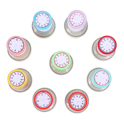 Toddmomy Uhrenstempel Kinderstempel 9 Stücke Selbstfärbend Lehrstempel für Zeitunterricht 2,5cm Durchmesser Lehrmittel für Kinder von Toddmomy