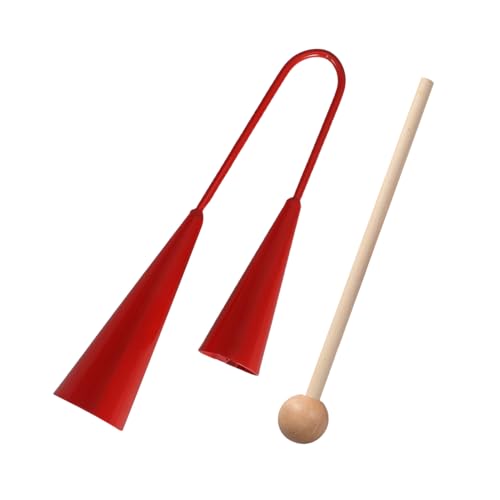 Toddmomy Agogo Bell Kinder-Musikinstrument, Zweifarbig, Aus Stahl, Traditionelles Handschlaginstrument Mit Holzstab, Pädagogisches Vorschulspielzeug von Toddmomy