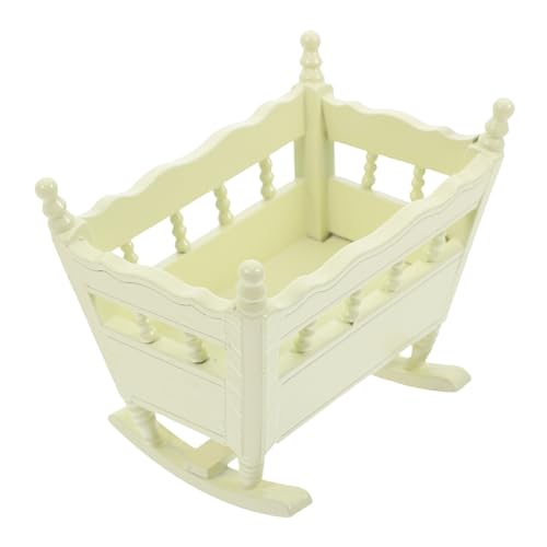 Toddmomy Babybett für Puppenhaus Realistisches Miniaturmöbel Kompakt Naturgetreues Design für Schlafzimmer und Puppenhaus Zubehör von Toddmomy