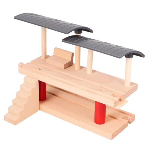 Toddmomy Holz Bahnsteig Doppelstock Modell Eisenbahn Zubehör Spielzeugbahn Gleis Spielmodell Für DIY-bahnsteig-BAU von Toddmomy