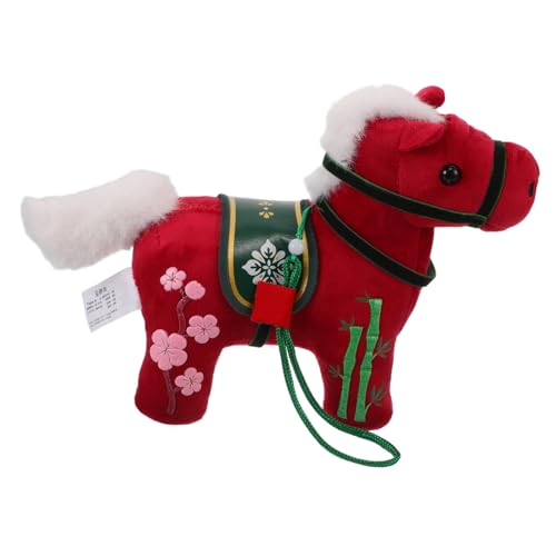 Toddmomy Chinesisches Neujahr Pferd Plüschfigur Weiches Stofftier als Glückssymbol und Maskottchen Stehend Dekoratives Tier für Frühlingsfest Rot von Toddmomy