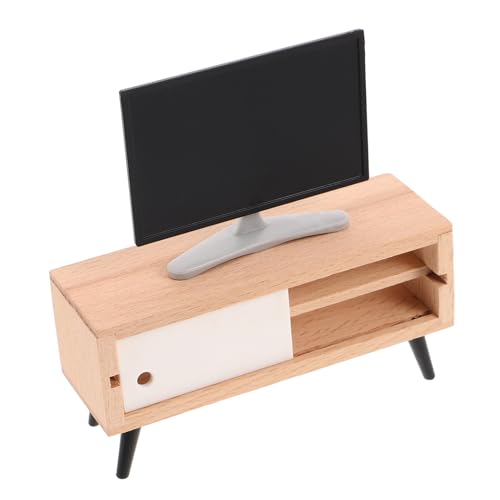 Toddmomy Dollhouse Mini Möbel Fernseher und Weißer Tv Schrank Puppenhaus Wohnzimmer Schlafzimmer Zubehör Realistische Dekoration von Toddmomy