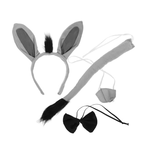 Toddmomy Donkey Kostüm Set mit Ohren Stirnband Nase und Fliege Leichtes Party Accessoire für Halloween Karneval Geburtstagsfeiern und Cosplay Komfortabel und Vielseitig von Toddmomy