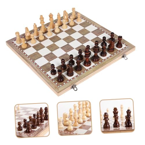 Toddmomy Faltbares Schachspiel aus Naturholz Schach Damespiel Leichtes Robustes Holzbrett für Erwachsene Fördert Geistige Entwicklung und Freizeitspaß von Toddmomy