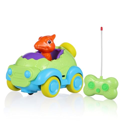Toddmomy Fernbedienung Dinosaurier Auto Rotierendes Cartoon Fahrzeug mit Licht und Sound für Kleinkinder Fördert Hand Auge Koordination Perfektes für Jungen von Toddmomy