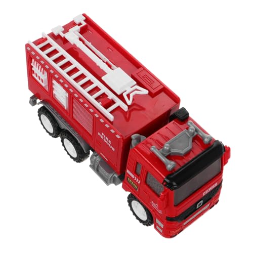 Toddmomy Feuerwehr Spielzeugauto mit Rückziehmotor Kleines Kunststoffmodell Feuerwehrwagen mit Push and Go Detailgetreues Einsatzfahrzeug für Jungen und Mädchen Geburtstagsgeschenk von Toddmomy