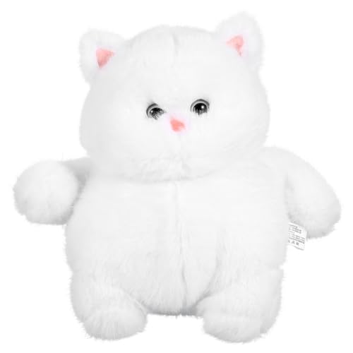 Toddmomy Fluffy Weißes Katzenplüschtier Süßes Kuscheltier Kätzchen für Katzenliebhaber Dekoratives Stofftier ohne Haarausfall Sanft und Pflegeleicht von Toddmomy