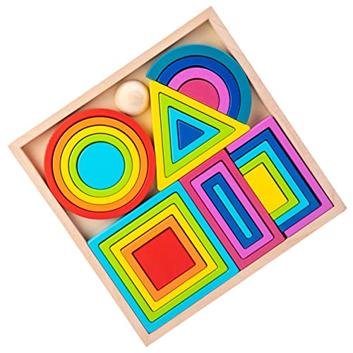 Toddmomy Frühpädagogisches Holzspielzeug Farbige Bausteine Stabil Formensortierspiel Für Kleinkinder Feinmotorik Eltern Junge Mädchen Interaktion von Toddmomy