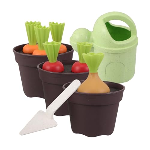 Toddmomy Gartenspielzeug Set aus Natürlichem Weizenstroh Kleines Sandspielzeug mit Schaufel Gießkanne und Karottenpflanz-Set für Strand Garten Feinmotorische und Nachhaltiges Lernen von Toddmomy