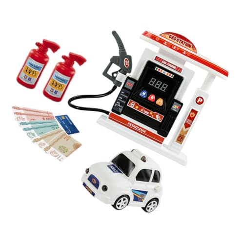 Toddmomy Gasstation mit Auto und Spielgeld Pädagogisches Verkehrsstationsmodell Batterie Fördert Kreativität und Fantasie Beim Rollenspiel von Toddmomy