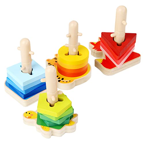 Toddmomy Geometrisches Holzbaustein mit Tiermotiven Pädagogisches Formensortierspiel für Kleinkinder Farbenfrohes Lustiges Lernspiel Farben und Formenerkennung Sicher und Handgefertigt von Toddmomy