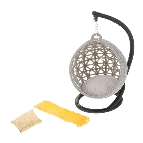 Toddmomy Hängende Korbverzierungen Miniatur-schaukelstuhlmodell Klein Puppe Zubehör Winzige Möbel Miniatur-DIY-Modell Mini-hausschaukelstuhl Miniaturen Anzeige Mini Möbel Plastik von Toddmomy