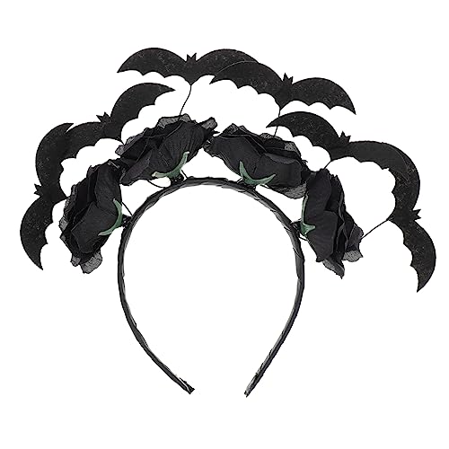 Toddmomy Halloween Haarreif mit Blumen und Fledermaus für Kostümparty für Halloween Accessoires und Rollenspiele Leicht und Bequem Langlebig für Unvergessliche Feste von Toddmomy