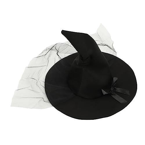 Toddmomy Halloween Hexenhut Damen Schwarz mit Schleife und Tüll Dekorativer Hexenhut für Halloween Party Cosplay und Bühnenauftritte Elegantes Design für Erwachsene Festliches Accessoire von Toddmomy
