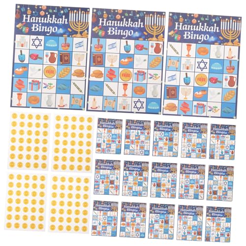 Toddmomy Hanukkah Bingo Spielset Karten Partyspiel Zubehör für Familien Chanukka Fest Kreatives Bingospiel Geschenk Blau von Toddmomy