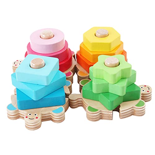 Toddmomy Holz Bauklötze Für Geometrisches Puzzle Mit Vier Spalten Für Kreative Bauprojekte Fördert Hand Augen Koordination Und Frühe Sortierfähigkeiten von Toddmomy